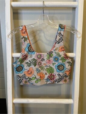 Terez Floral Scoop Neck Sports Bra - Multicolor